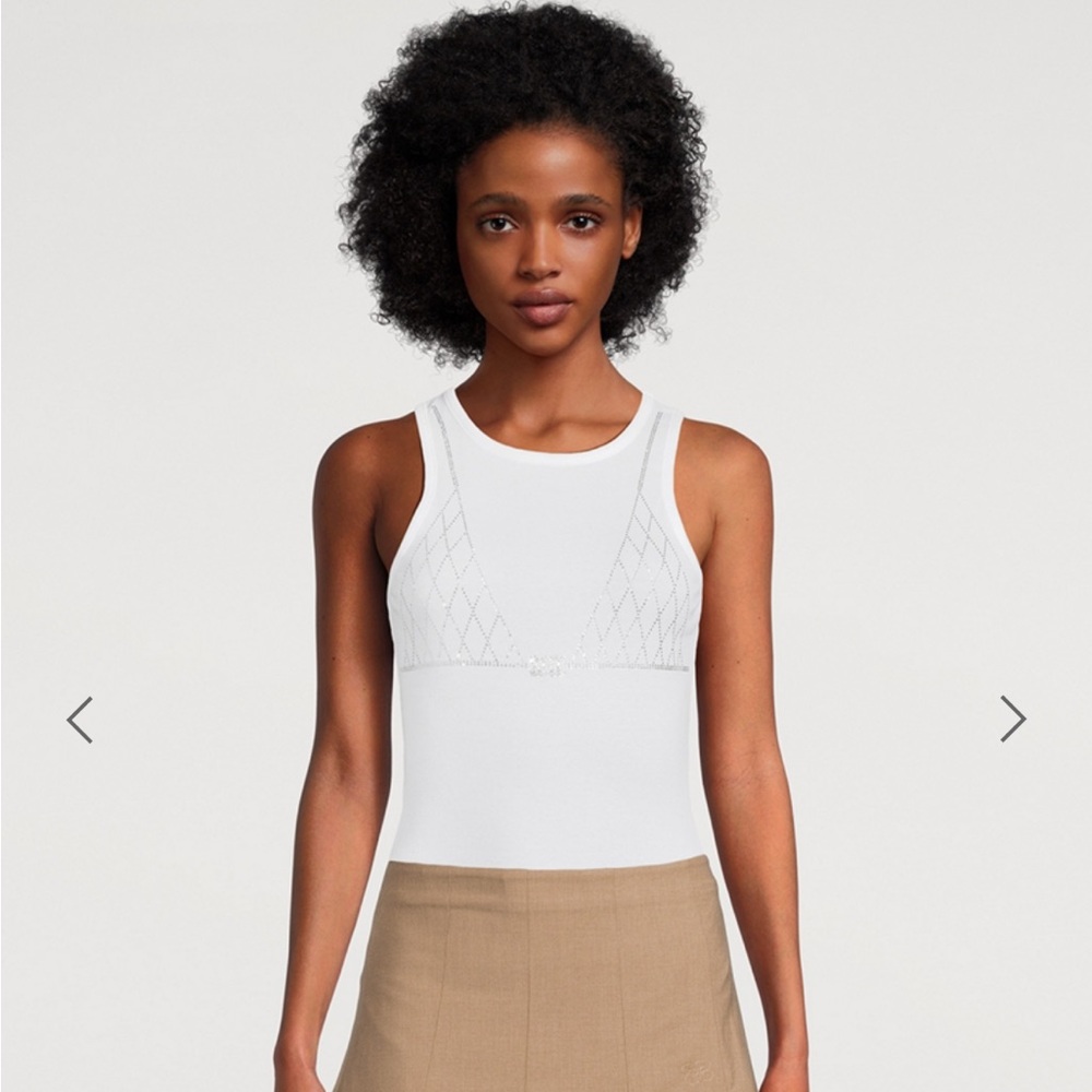 Ganni rhinestone embellished tank top